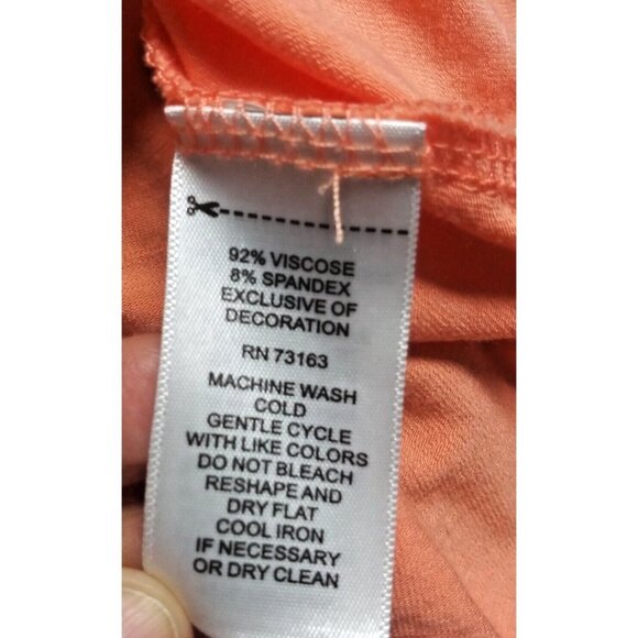 Women's Cupio Top Embroidered Coral Stretch Knit Top Size M/L long Beautiful EUC - Picture 7 of 8